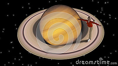 Figure skater on Saturn Stock Photo