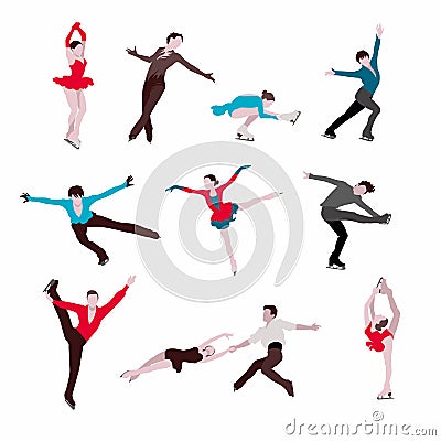 Figure skaters silhouettes. Vector Illustration