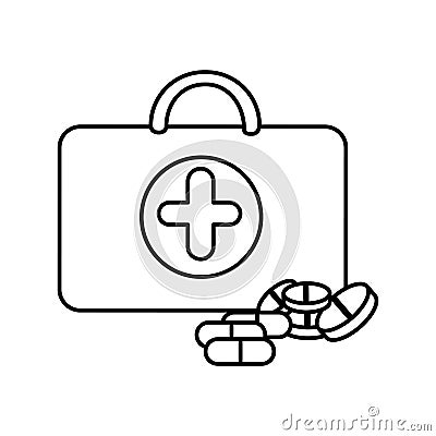 figure suitcase health with treatment icon Stock Photo