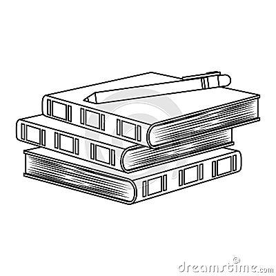 Figure three notebooks with a pen image Cartoon Illustration