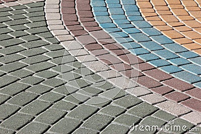 Figured pavement of colored stone Stock Photo