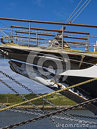 Figurehead at the bow of the tall ship Tenacious Stock Photo