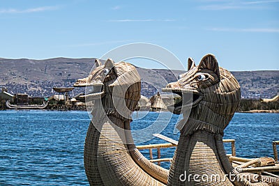 Figurehead of traditional vessel at Lake Titicaca Editorial Stock Photo