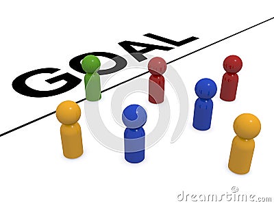 Figures crossing goal line Stock Photo