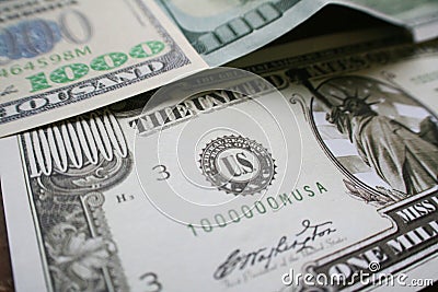 7 Figures With Million Dollar Bill, Thousand & Hundred High Quality Stock Photo