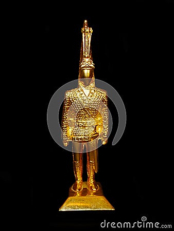 A figurine of the golden warrior golden man ancient Kazakh artefact Stock Photo