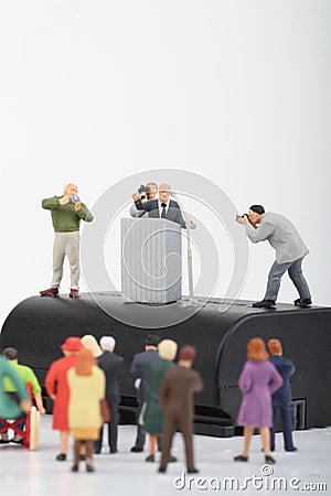 figurine of a politician speaking to the people Stock Photo