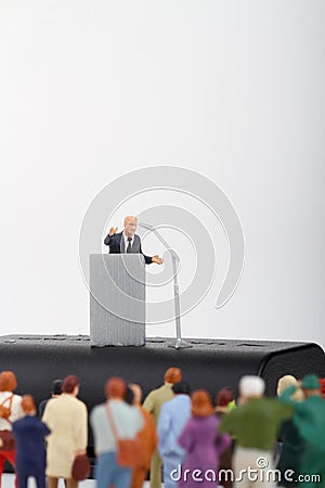 Figurine of a politician speaking to the people Stock Photo