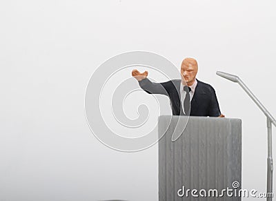 Figurine of a politician speaking to the people Stock Photo