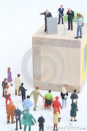 Figurine of a politician speaking to the people Stock Photo