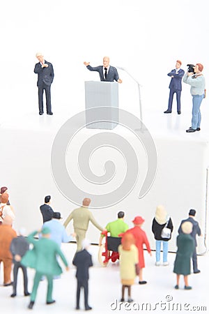 Figurine of a politician speaking to the people Stock Photo