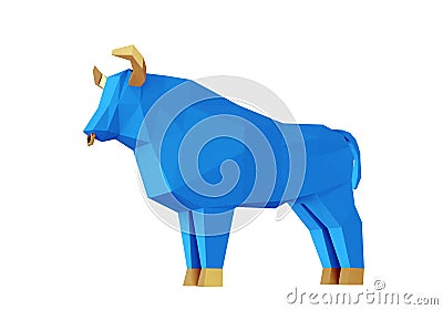 Figurine of a simplified polygonal Blue Bull, a symbol of the new year 2021 Stock Photo