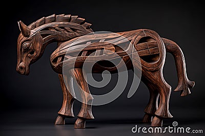 Figurine wood steed. Generate AI Stock Photo