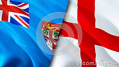 Fiji and England flags. 3D Waving flag design. Fiji England flag, picture, wallpaper. Fiji vs England image,3D rendering. Fiji Stock Photo