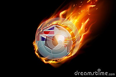 Fiji Flag With Fire Football Realistic Design Vector Illustration