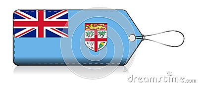 Fiji flag in Label design, Label of product made in Fiji Stock Photo