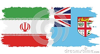 Fiji and Iran grunge flags connection vector Vector Illustration