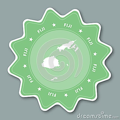 Fiji map sticker in trendy colors. Vector Illustration