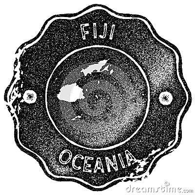 Fiji map vintage stamp. Vector Illustration