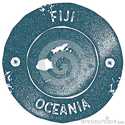 Fiji map vintage stamp. Vector Illustration