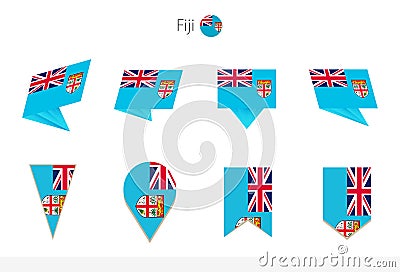 Fiji national flag collection, eight versions of Fiji vector flags Vector Illustration