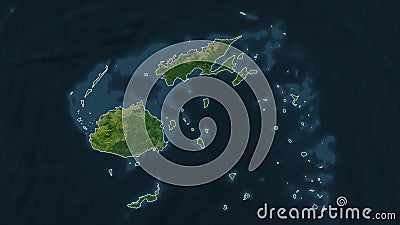 Fiji outlined. High-res satellite Stock Photo