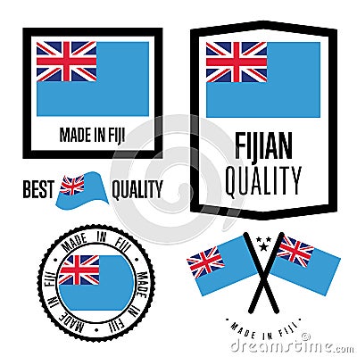 Fiji quality label set for goods Stock Photo