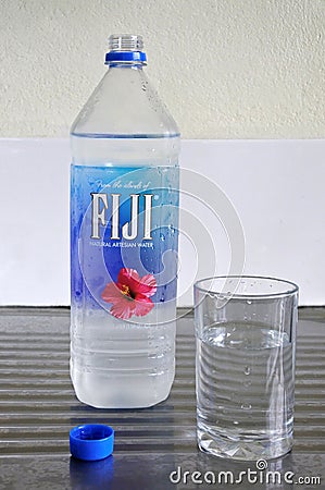 FIJI Water - Natural Artesian Bottled Water Editorial Stock Photo