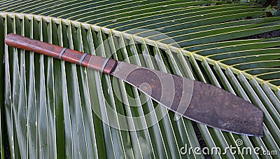 Fijian machete with wooden handle Stock Photo