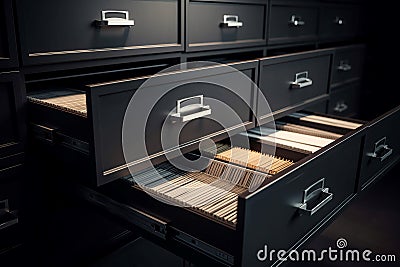 File cabinet drawer. Generate Ai Stock Photo