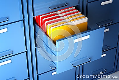 File cabinet and folder Stock Photo