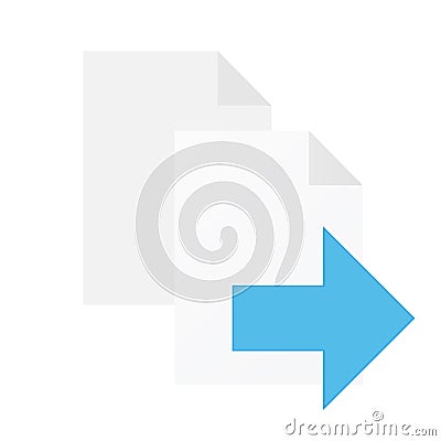 File computer document icon with copy or move arrow isolated on white background Vector Illustration