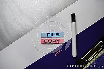 File Copy text on sticky notes with color office desk concept Stock Photo