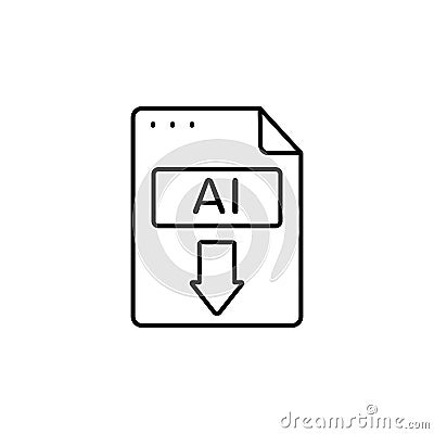 File, document, AI icon. Simple line, outline vector of icons for ui and ux, website or mobile application Stock Photo