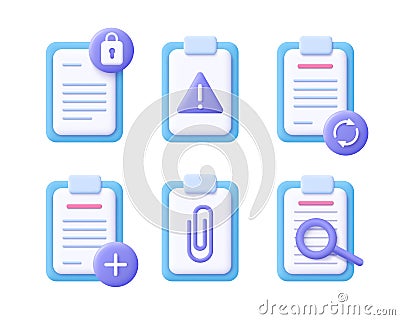 File document concept - realistic icon set. Vector Illustration