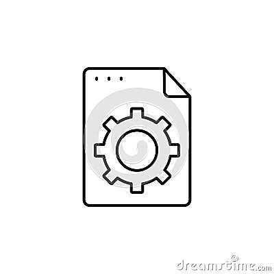 File, document, gear icon. Simple line, outline vector of icons for ui and ux, website or mobile application Stock Photo
