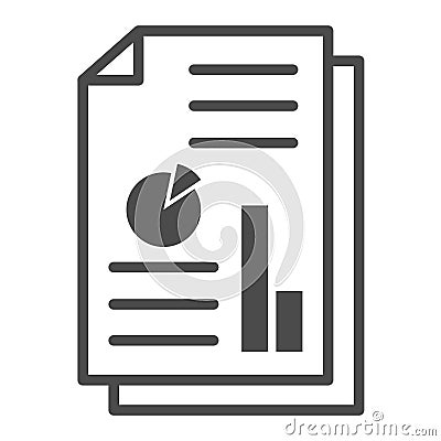 File document icons. Document with chart or graph symbol. Editable stroke, pixel perfect Vector Illustration