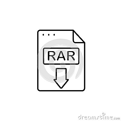 File, document, RAR icon. Simple line, outline of icons for ui and ux, website or mobile application Stock Photo