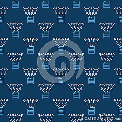 File Documents Neural Network vector outline blue seamless pattern Stock Photo