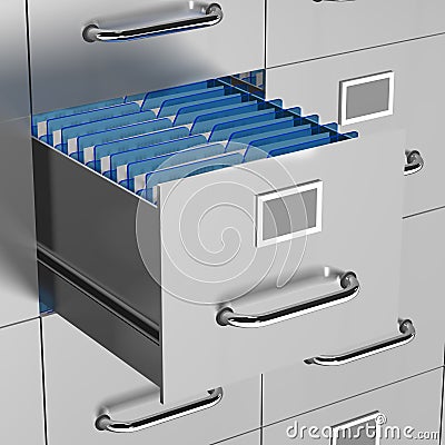 File drawer open Stock Photo