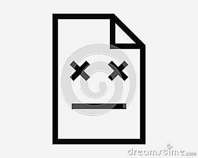 File Problem Issue Corrupted Damaged Damage Folder Document Emoji Dead Virus Deleted Corrupt Sheet Paper Sign Icon Shape Vector Vector Illustration