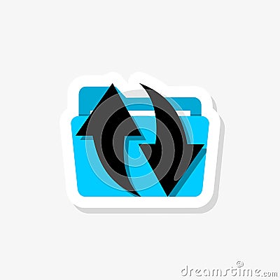 File exchanging sticker icon. Folder, document, information. Synchronization concept Vector Illustration