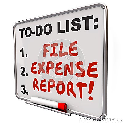 File Expense Report Words To Do List Reminder Board Stock Photo