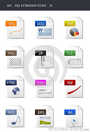 File extension icons _01 Stock Photo