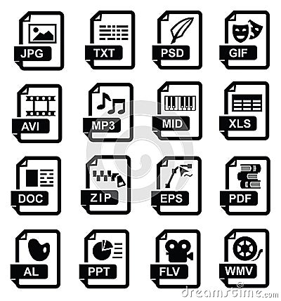File extension icons Stock Photo