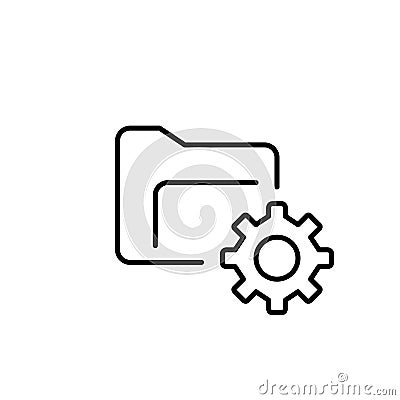 File folder and cogwheel. Operational data, system configuration and settings. Pixel perfect vector icon Vector Illustration