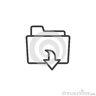 File folder download outline icon Vector Illustration