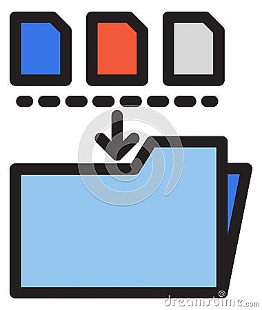 File folder icon. Color data storage. Computer documents Vector Illustration