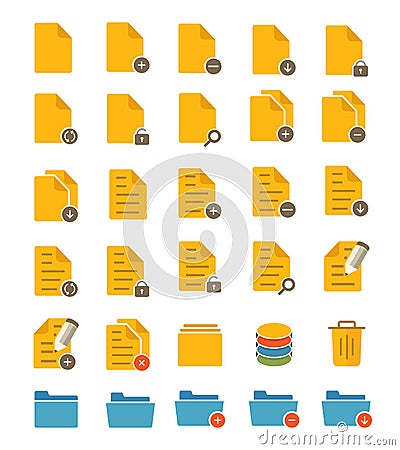 File and Folder Icons Vector Illustration