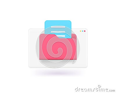 File folder info cloud storage organization internet archive data management 3d icon vector Vector Illustration